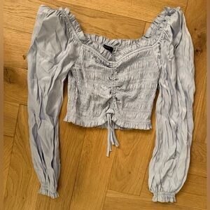 Forever21 | Sweetheart Puff-sleeve Cinch Crop Top | S